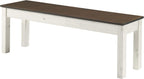 Furniture Dash - Wood Bench - Entryway Bench - Dining Bench - 53.15" W, 12.2" D, 17.72" H - 22lb - White Distressed