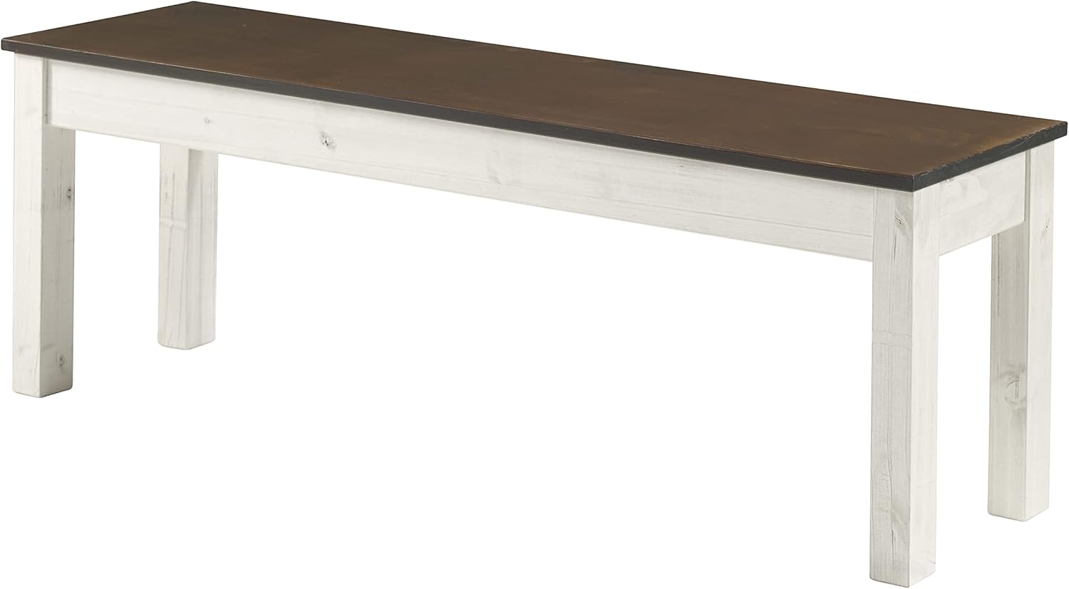 Furniture Dash - Wood Bench - Entryway Bench - Dining Bench - 53.15" W, 12.2" D, 17.72" H - 22lb - White Distressed