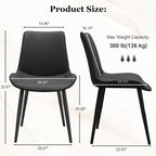 Modern Dining Chairs Set of 6, PU Leather Dining Room Chairs, Upholstered Kitchen Chairs with Ergonomic Backrest & Sturdy Metal Legs, Perfect for Dining Room, Living Room, Black