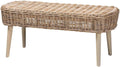Accent Bench with Natural Kubu Rattan and Grey Acacia Wood for Living Room Entryway