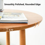 Side Table, Small Round End Table with 2-Tier Shelf, Solid Wood Nightstand for Living Room Bedroom, Mid Century Modern Accent Table for Small Spaces, Natural 19.49" D x 24.02" H
