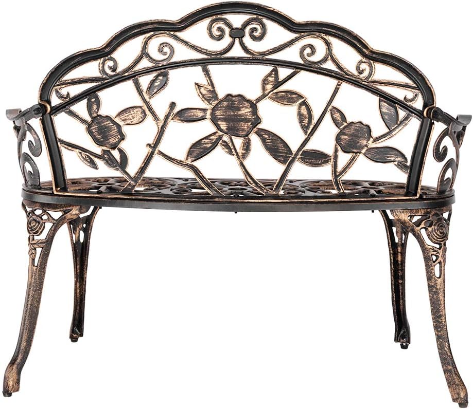 38.5" Cast Aluminum Outdoor Courtyard Decoration Park Leisure Rose Chair