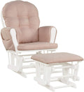 Nursery Rocking Chairs Nursery Glider Rocking Chair Wood Baby Rocker with Ottoman Cushion Upholstered Nursing Chair with Padded Arms (Pink)