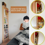 Wooden Kids Bookshelf, Wall Mount Shelf with Hooks, Organizer for Toys and Books, Space-Saving | with Hooks