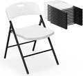 VINGLI Folding Chairs, Plastic Foldable Chair, Capacity up to 350 lbs, Portable Seating for Indoor Outdoor Events Parties Camping Work School Commercail (12, White)