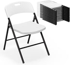 VINGLI Folding Chairs, Plastic Foldable Chair, Capacity up to 350 lbs, Portable Seating for Indoor Outdoor Events Parties Camping Work School Commercail (12, White)