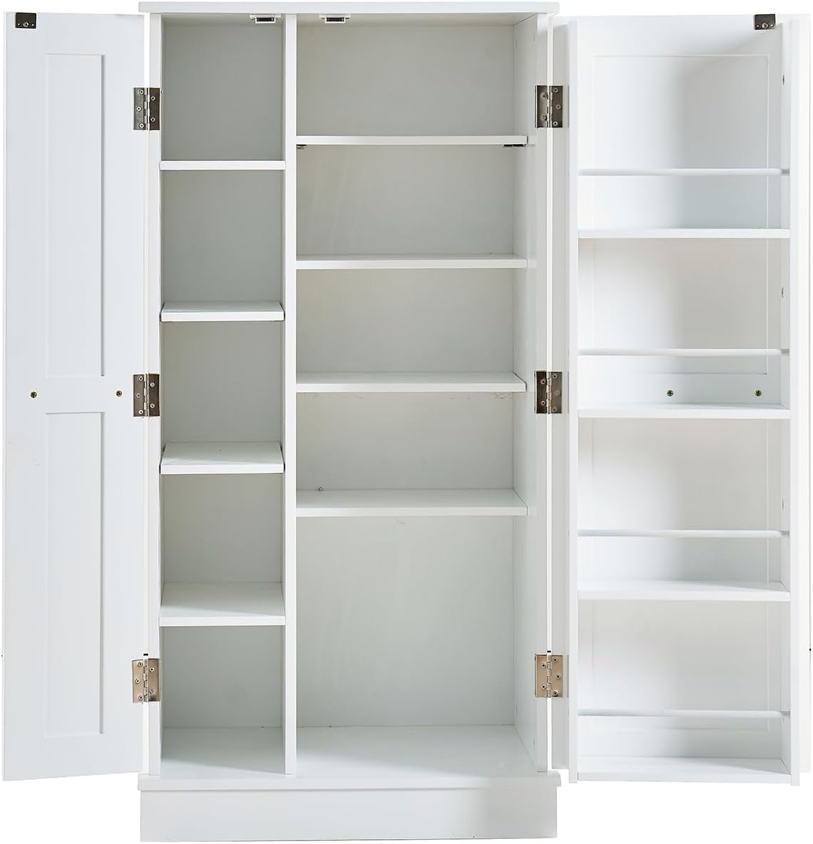 23.6" D*15.5" W*47" H Freestanding Kitchen Pantry with 8 Shelves, Double Door with 3 Shelves, Rectangular Storage Cabinet, Modern Minimalist, for Living Room, Dining Room, White