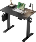 YDN 32" Small Electric Standing Desk Adjustable Height, Sit Stand up Desk with Memory Presets & Cable Management, Home Office Desk for Office & Computer Workstation, Black Frame/Black Top