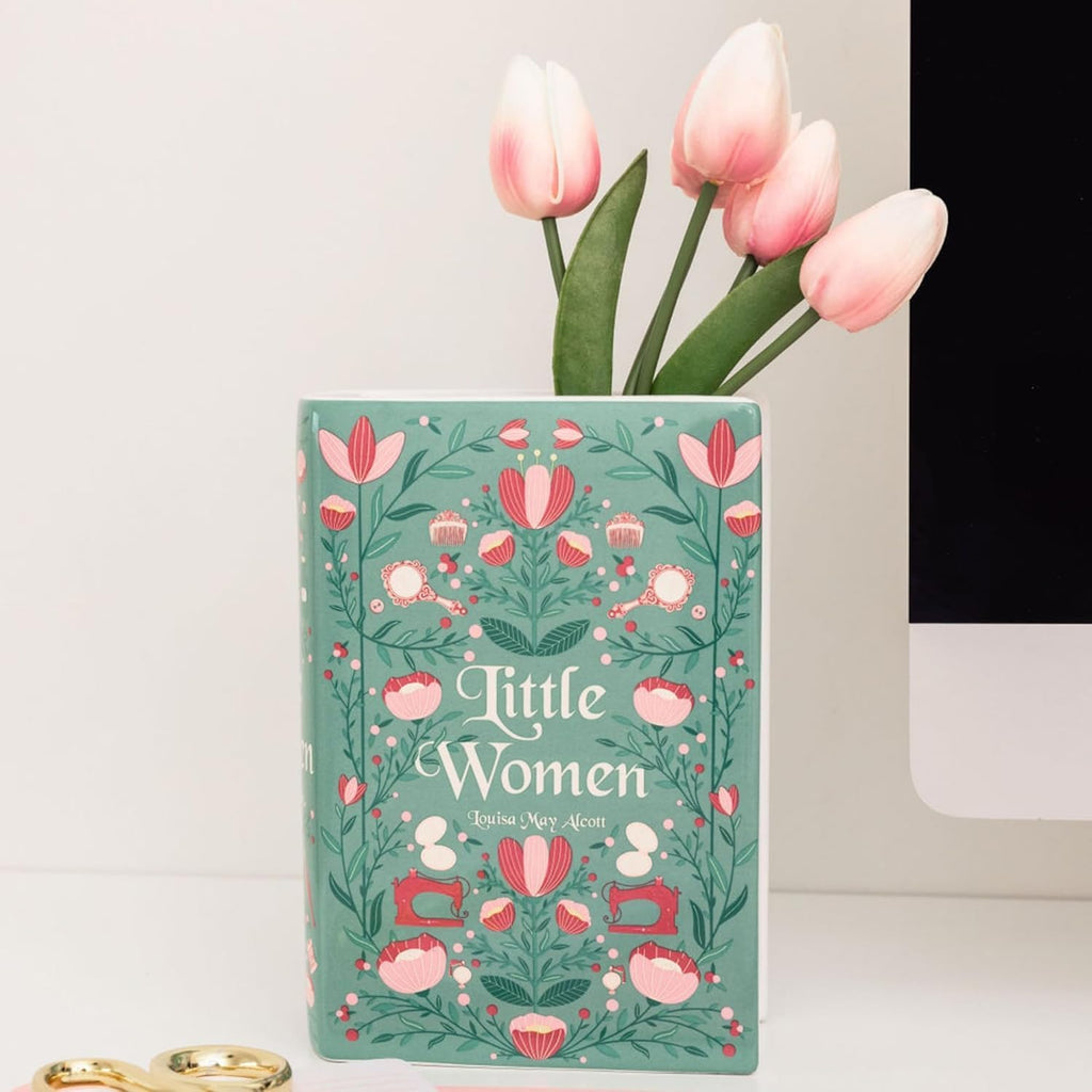 Steel Mill & Co Original Large Book-Shaped Decorative Vase, Ceramic Vases for Home Decor, Cute Bookshelf Decor, Unique Vase for Book Lovers, Little Women