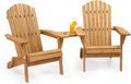 VINGLI Folding Adirondack Double Chair, Wood Adirondack Chairs for Outdoor, with Small Storage Table, Foldable Fire Pit Chairs for Patio, BBQ, Porch, Yard, Pool