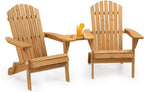 VINGLI Folding Adirondack Double Chair, Wood Adirondack Chairs for Outdoor, with Small Storage Table, Foldable Fire Pit Chairs for Patio, BBQ, Porch, Yard, Pool