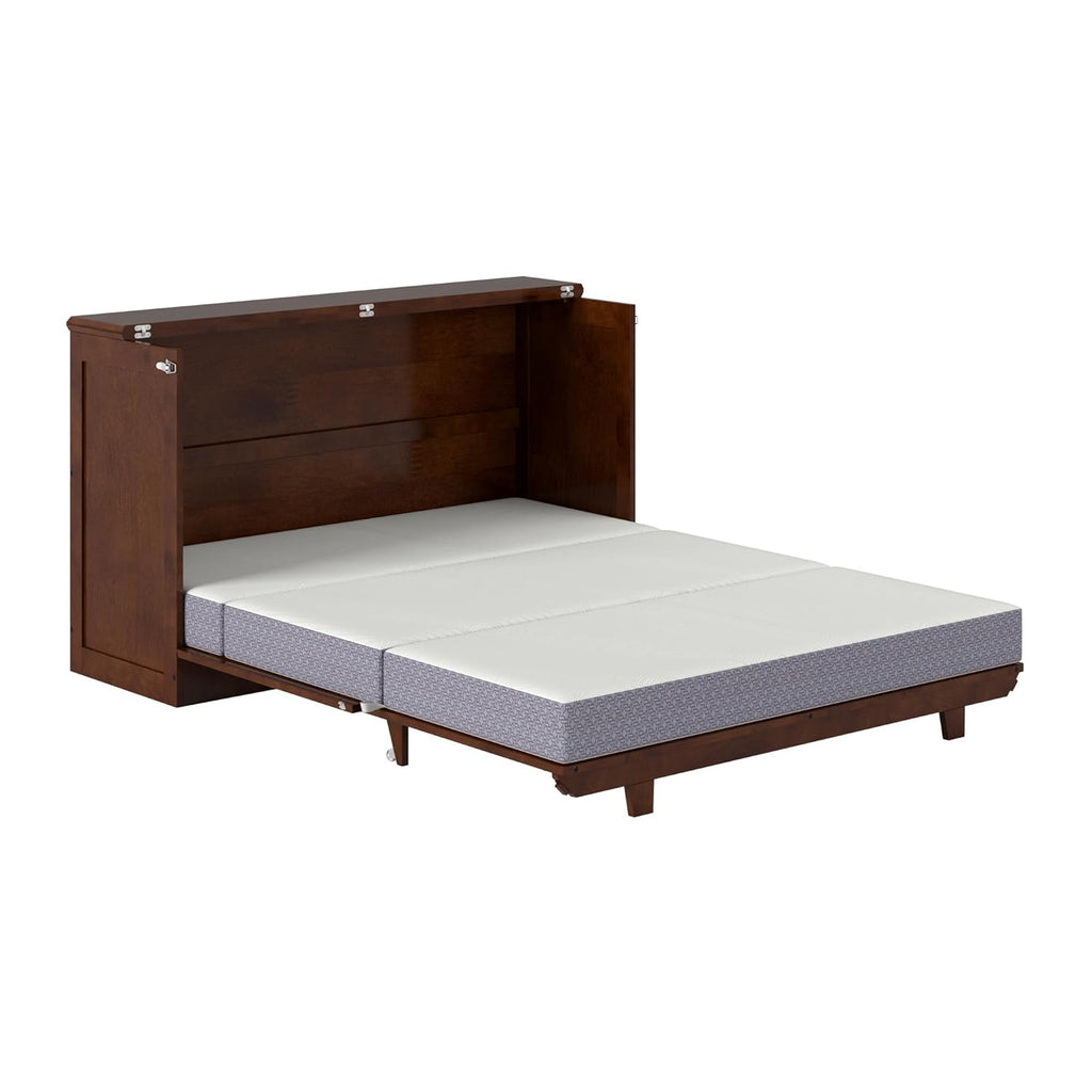 AFI, Charleston Queen Wood Murphy Bed Chest with 6" Mattress, Walnut