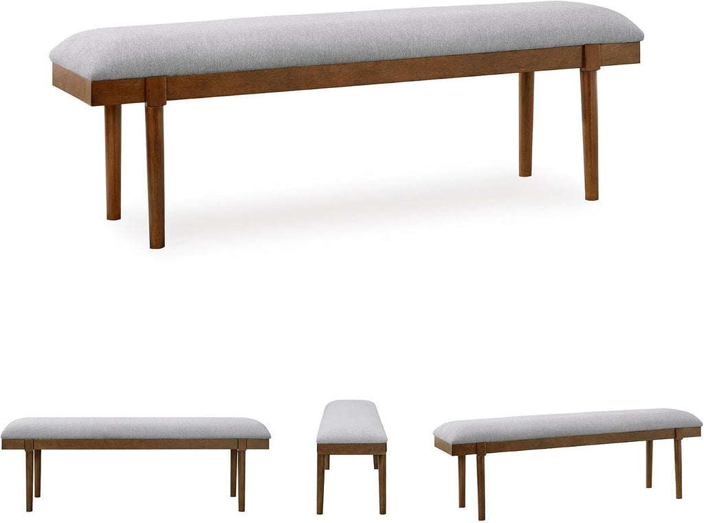 Signature Design by Ashley Lyncott 59" Upholstered Solid Wood Frame Dining Bench, Gray/Brown