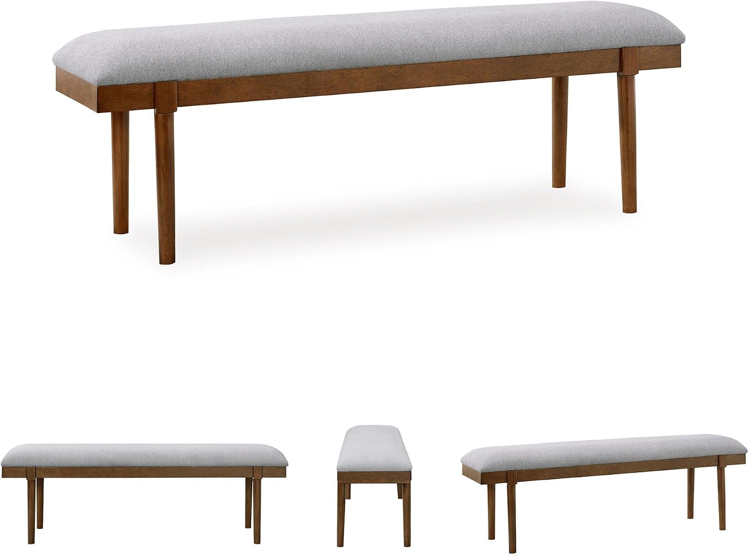 Signature Design by Ashley Lyncott 59" Upholstered Solid Wood Frame Dining Bench, Gray/Brown