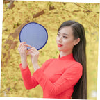 Folding round Hand Fan Portable Collapsible Handheld Fan Navy Blue 25cm for Weddings Summer Party Favor