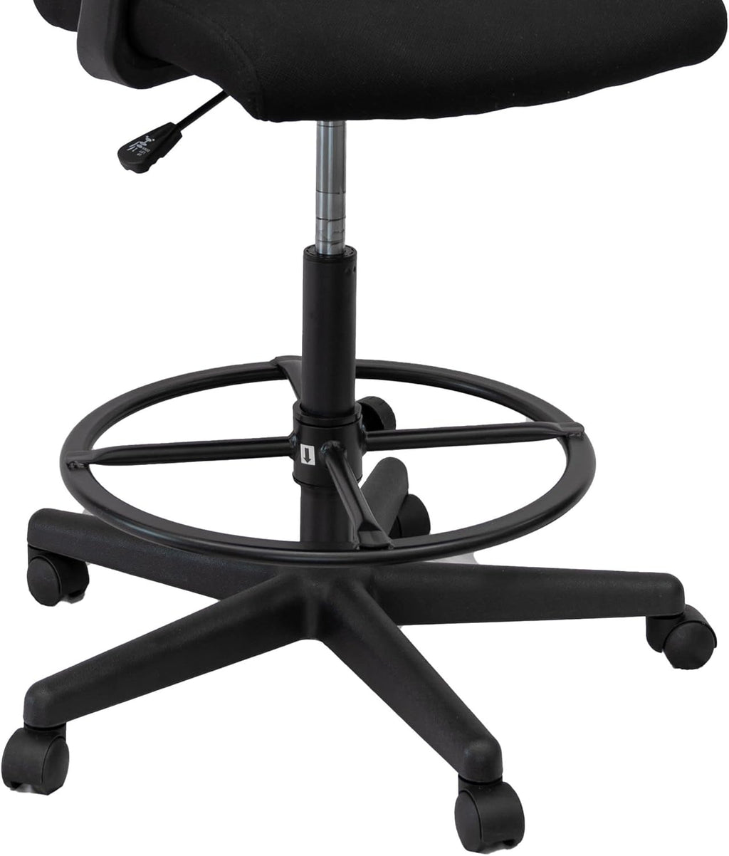Stand Up Desk Store Sit to Stand Drafting Task Stool Chair for Standing Desks with Adjustable Footrest and Armrests (Black)