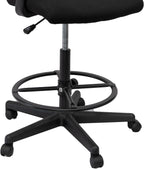 Stand Up Desk Store Sit to Stand Drafting Task Stool Chair for Standing Desks with Adjustable Footrest and Armrests (Black)