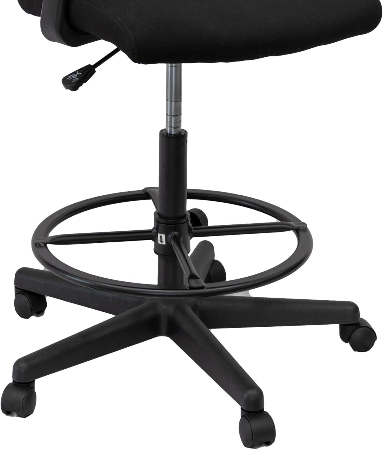 Stand Up Desk Store Sit to Stand Drafting Task Stool Chair for Standing Desks with Adjustable Footrest and Armrests (Black)