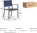 Signature Design by Ashley Point Bonita Set of 4 Outdoor Chairs with Padded Sling Seat, Stackable Aluminum Lounge Chairs for Patio and Porch Seating, Gray Frame with Blue Sling