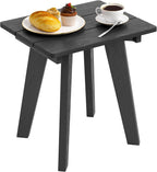 Outdoor Side Table, HDPE Weather Resistant Small Patio Table for Porch and Balcony, 200 LBS Capacity Heavy Duty Small Outdoor Table for Backyard and Pool, Easy Maintenance, Black