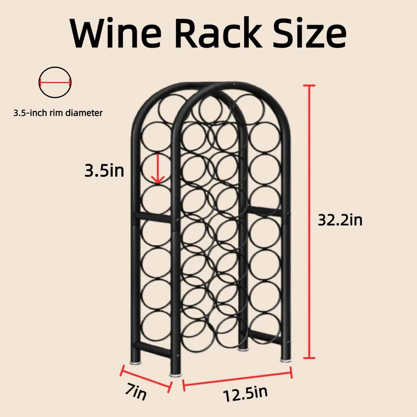 Wine Rack Free Standing Floor 23 Bottle Metal Wine Holder Organizer