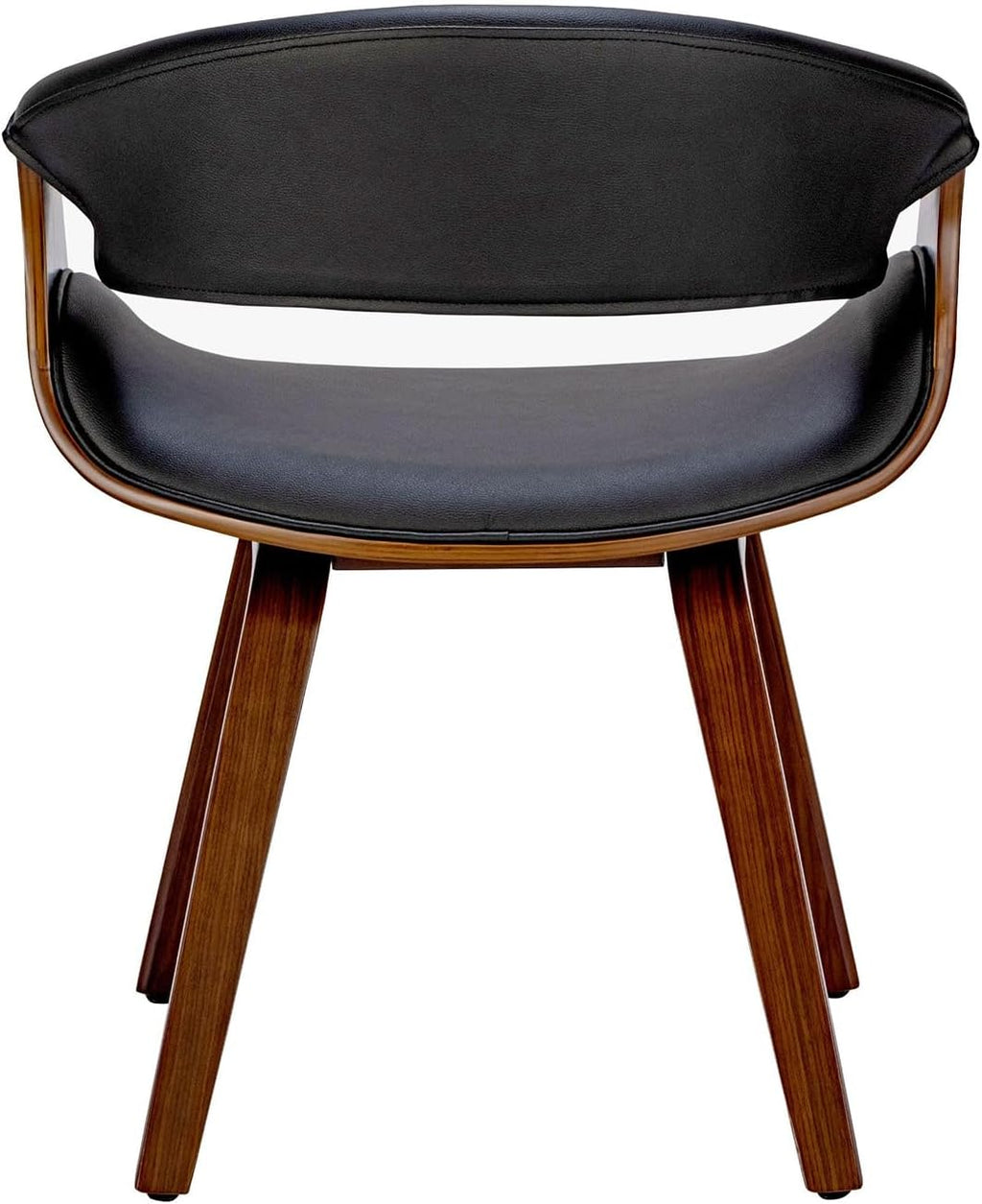 Fohfurniture Set of 2 Elegant Wide Bentwood Dining Chairs for Home Office, Upholstery Modern PU Leather Kitchen Chairs for Living Room, Study, and Dining Room (Set of 2, Black)