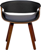 Fohfurniture Set of 2 Elegant Wide Bentwood Dining Chairs for Home Office, Upholstery Modern PU Leather Kitchen Chairs for Living Room, Study, and Dining Room (Set of 2, Black)