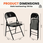Metal Folding Chairs 30 Pack All Steel Metal Frame Portable Commercial-Grade Foldable Chair with Double Hinged for Office Wedding Party Patio Dinning Events,Onyx Black