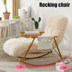 Mecedora Mecedora Mecedora Moderna para Interiores Sillón Mecedora con Bolsillos Laterales Acolchados de Peluche para (Black Legs)