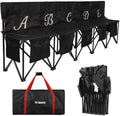 Portable Soccer Bench–5 Seat Folding Team Chair with 7 Individual Storage Pouches–Sideline Seating for Soccer,Baseball,Camping, Folding Bench,Black