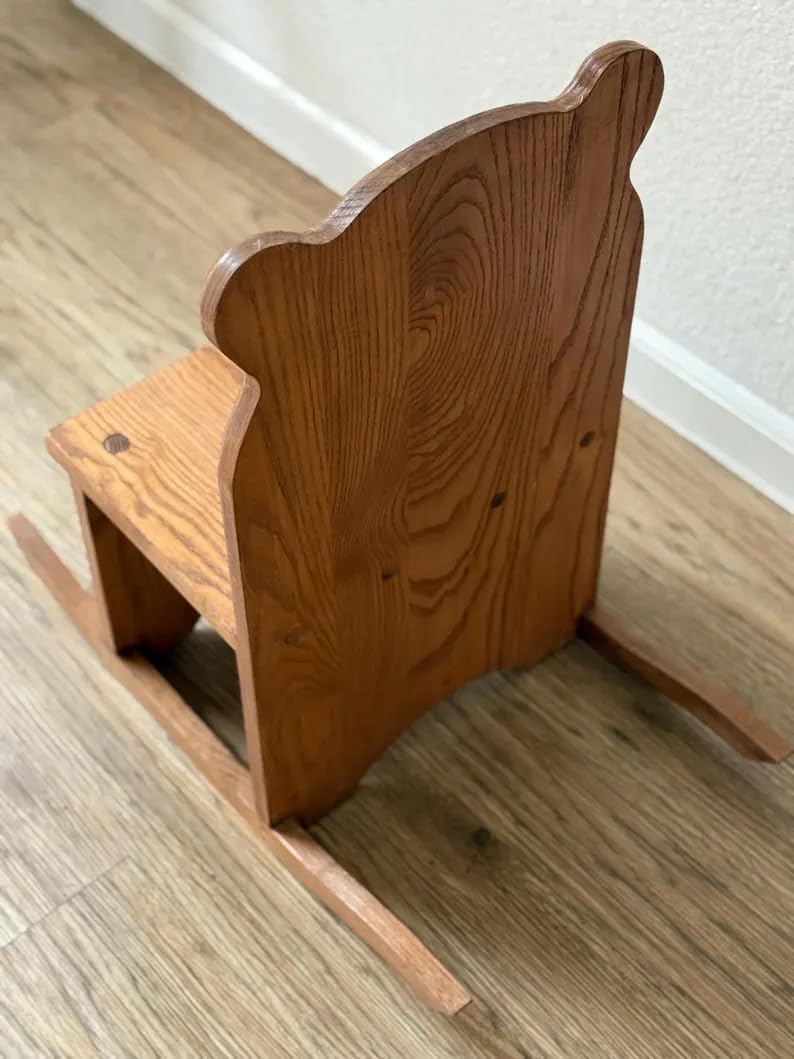 Vintage Childrens Teddy Bear Wood Rocking Chair| Baby Nursery| Kid's Bedroom