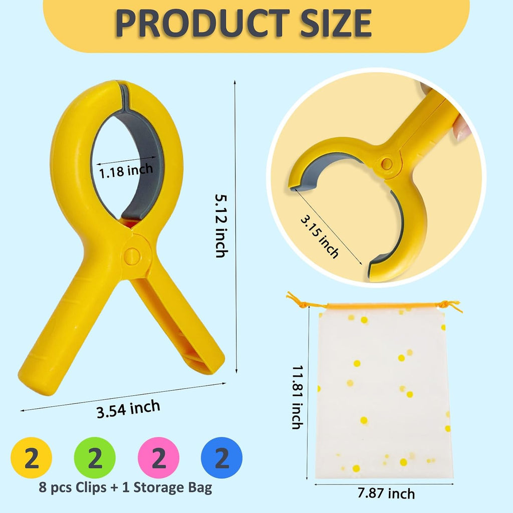 5.1"Jumbo Beach Towel Clips 8 Pcs, Storage Bag Included, Towel Clamps, Plastic Clothes Pegs Hanging Clamps, for Pool Cover/Cruise Chairs, Heavy Duty Clothes Pins Beach Accessories (Jumbo Size - 8 pcs)