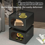Modern Metal Square Nightstand 2-Tier Open Storage Small Bedside Table Sofa End Table for Living Room & Office Heavy Duty