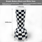 Black and White Checkered Vase, Aesthetic Modern Ins Cool Flower Vases for Home Decor, Entryway Table, Centerpieces Decoration, Kitchen, Living/Dining Room, Bedroom, Bathroom, Coffee Tables (Ceramic)
