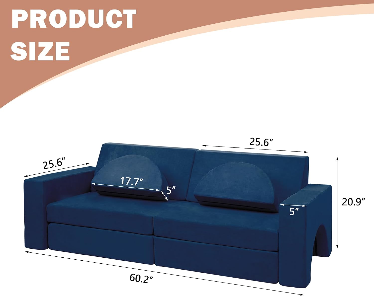 Betterhood Modular Kids Play Couch, 10PCS Child Sectional Sofa Imaginative Furniture Play Set for Creative Kids, Toddler to Teen Bedroom Furniture, Girls and Boys Playroom Convertible Sofa, Blue