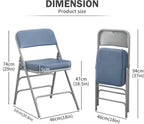 Padded Folding Chair, with Thick Cushioned Seat, Portable Metal Frame Foldable Chair for Indoor & Outdoor Use, Durable and Comfortable Upholstered Chair for Home, Office, and Events - Blue