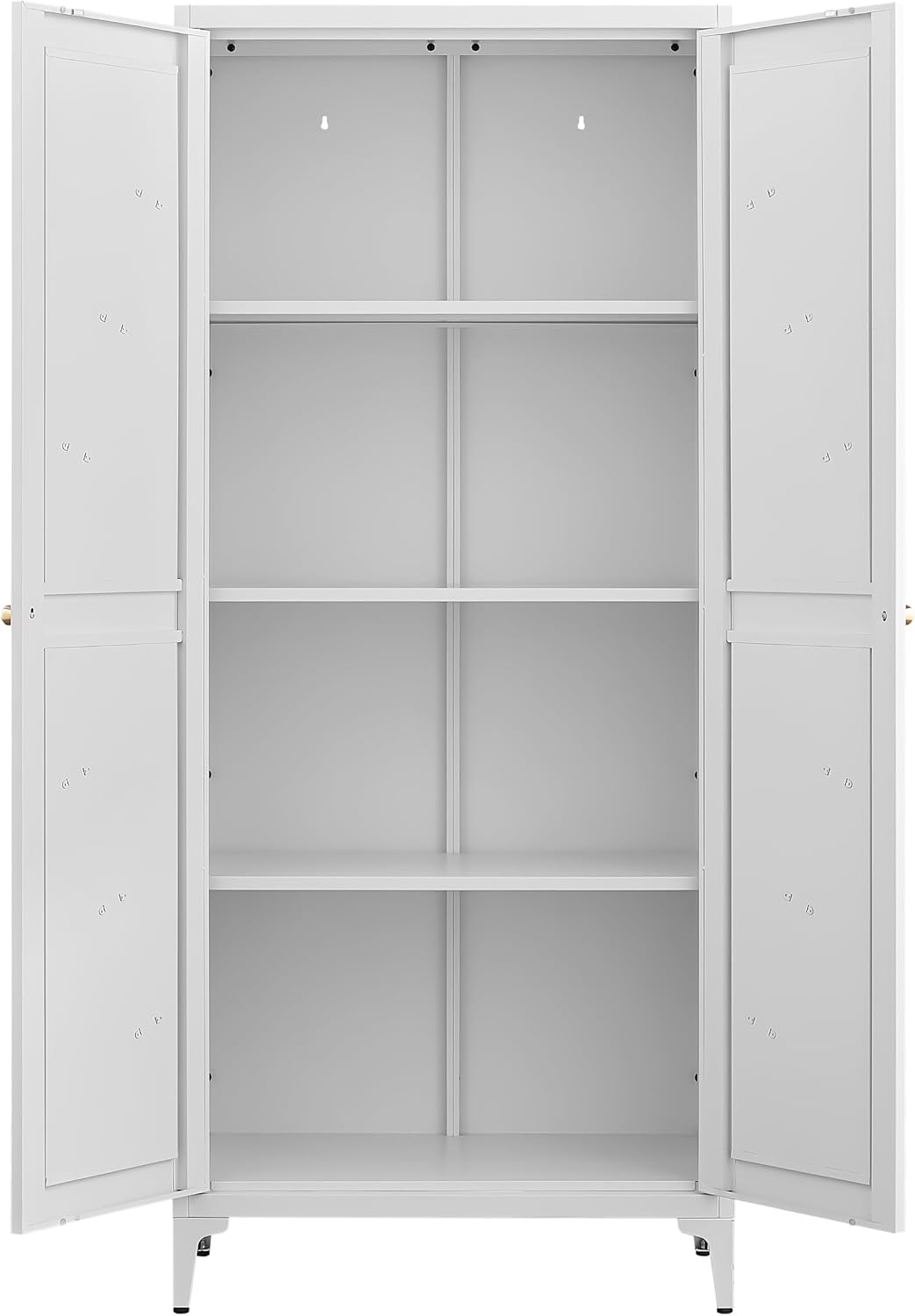 Metal Adjustable 2-Door Pantry Cabinet with 180LB Capacity Shelves – Durable Storage Organizer for Kitchen, Living Room, Dining Room and Office (White)