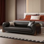 Modern Bed End Stool Light Luxury Leather Sofa Bench Bedroom Clothing Store Cloakroom Bedside Entryway(Black,Medium)