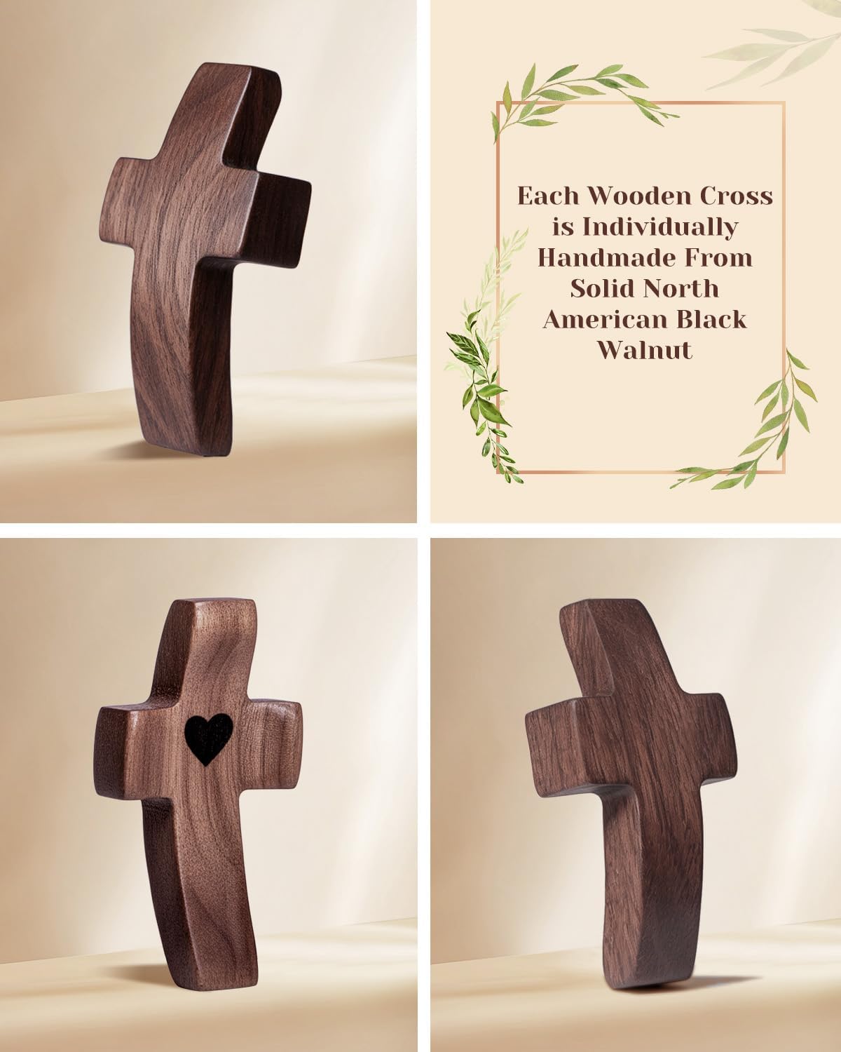 10-Pack Wooden Cross Fidget, Handmade Pocket Wood Crosses, Cross My Heart | Encouragement Gift, Relieve Anxiety for Yourself, Inspirational Easter Gift for Christian Faith, Prayer, Father Day Gifts