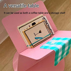 Modern Pink Side Table, Round Stylish End Table, Magazine Rack for Living Room, Multifunctional Accent Table for Bedroom, Metal Couch Table