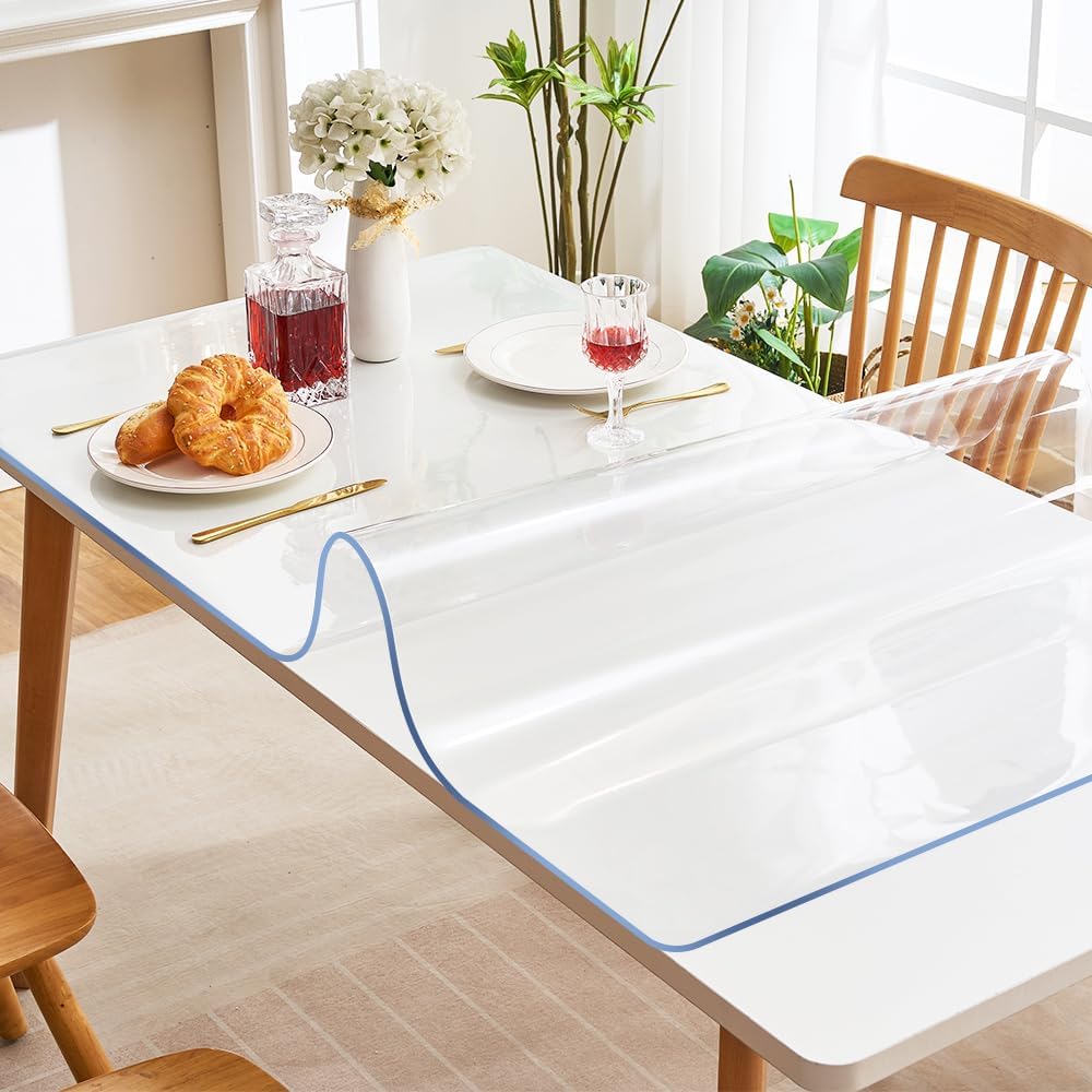 Transparent 14x24 in Small Office Desk Blotter Mat Clear Plastic Table Protector Cover Pad PVC Topper Surface Proection Mat Pad Anti Scratch Table Mat Glass End Table Protector Waterproof Easy Clean