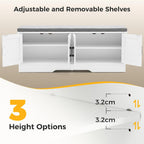 Shoe Bench, 47" Wide Bench with Storage with Padded Seat Cushion, Spacious Shoe Storage Bench with 4 Doors & Adjustable Shelf for Entryway, Bedroom, Living Room, White