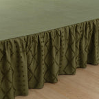 Bed Skirt King Size Ruffled Bed Skirt with Split Corners, 18 Inch Drop Dust Ruffle Bed Skirts with Platform, Boho Tufted Shabby Chic King Size Bed Skirts, Olive Green