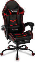 Gaming Chair for Adults, Ergonomic Gamer Chair with Footrest,Pocket Spring Cushion, Computer Office Desk Reclining Chair with Enlarged Metal Base, Linkage Armrests, Lumbar & Headrest Black & Red