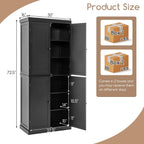 Giantex 4 Door Kitchen Pantry, 72.5” Tall Buffet Cabinet, Freestanding Modern Storage Cabinet Organizer w/ 6-Tier Shelves, 2 Adjustable Shelves, Floor Cupboard for Dining Room, Living Room (Black)