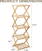 Bamboo Shoe Rack 5 Tier Foldable Shoe Rack Vertical Bamboo Shoe Organizer Free Standing Shelf for Entryway, Closet, Bedroom, Wood Color