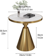 Modern Small Round Side Table with Rock Slab, Luxury Faux Marble Sofa End Table, Carbon Steel Conical Base, Nano-Coating, for Living Room, Bedroom,Office(A,80 * 75CM/31.5 * 29.5IN)