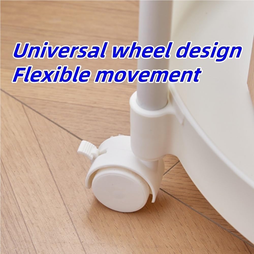 Sofa Side Table, Decorative Table with Universal Wheels, Metal Frame Coffee Table, 2-Tier Round Table, Trolley with Handle for Living Room, Balcony, Small Space(Brown)