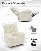 Rocking Recliner Chair, 360° Swivel Rocker Chair, Chenille Upholstered Glider Chair with Side Pockets, q235 Steel Frame Lazy Boy Recliner Single Sofa for Living Room, Nursery, Small Spaces, Beige