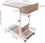 Shaped End Table Adjustable Height C Table with Wheels with Storage Wooden Snack Side Mobile Couch Table for Living Room Bedroom Study Rooms, Dormitories